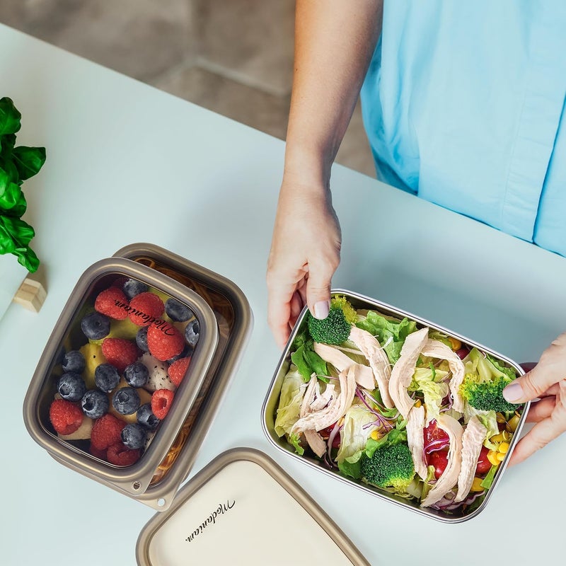 Modaniam Stainless Steel Lunch Box Adult| Meal Prep| Food Storage| Stainless Steel Lunch Containers with clear Silicone Lids| Leak Resistant|20,30, 40 OZ| Bento Box | Metal lunch Box |Lunchbox | Bentobox - Image 5